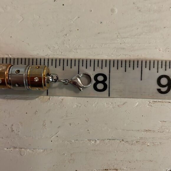 Stainless steel double box chain bracelet w/3- tricolor rings w/crystal accents - Picture 12 of 13